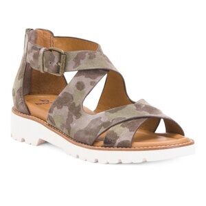 Bionica Green Suede Camo Dania Sandals